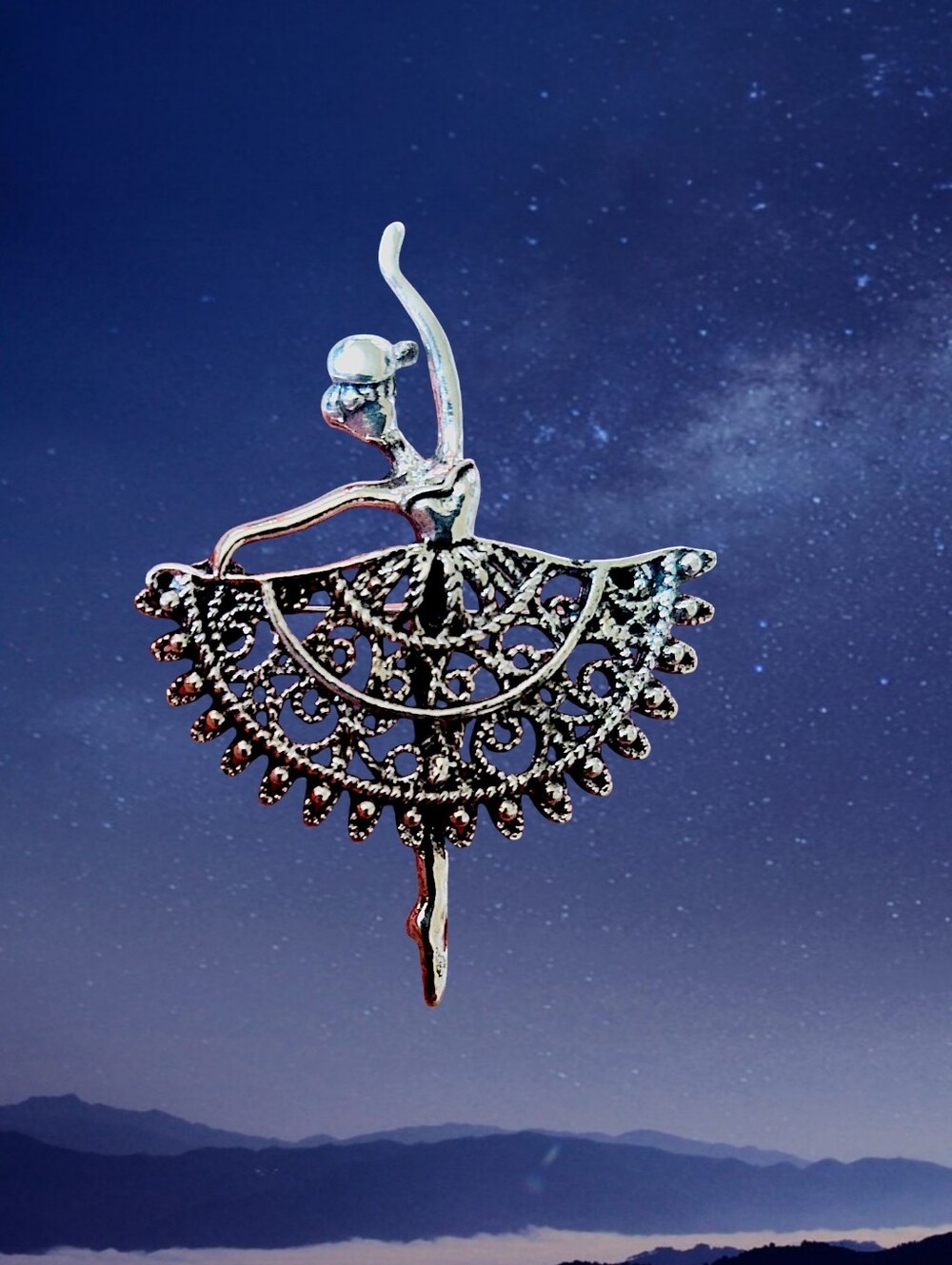 Silver Tone  Ballerina Brooch